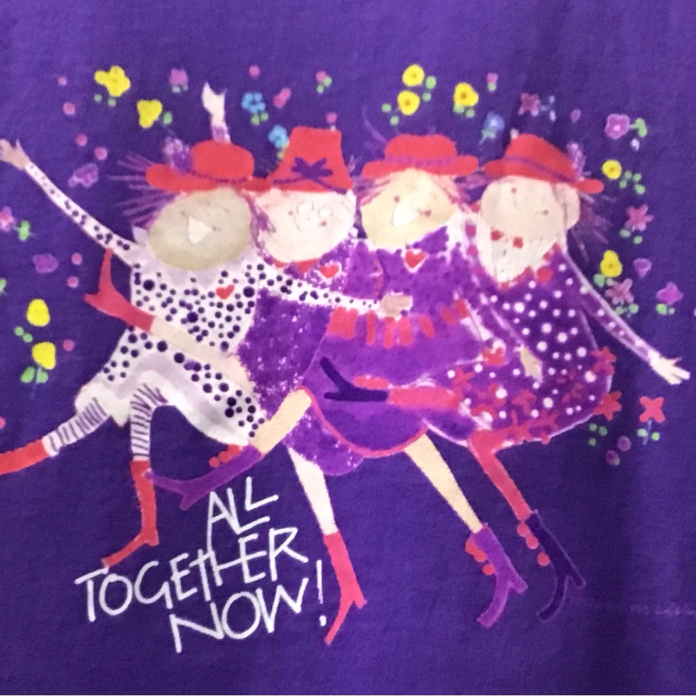 S to 3x  purple shirt lady red hat ladies kickline
